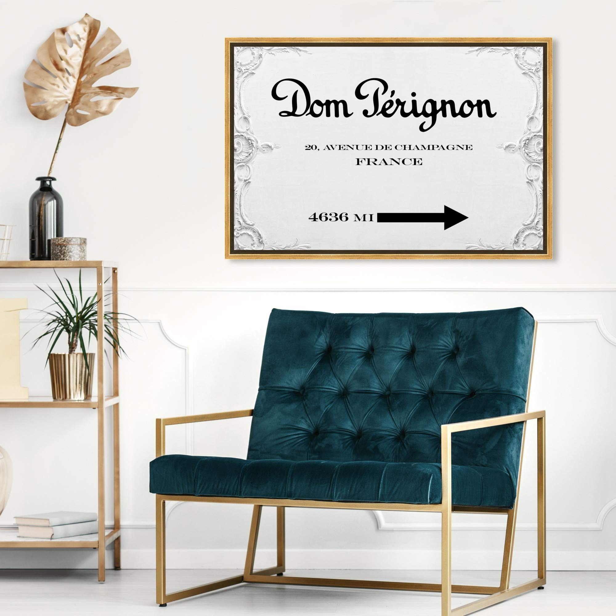 Oliver Gal Artist Co. Fashion & Glam Wall Art Framed Canvas Print - 'Dom P Road Signs' Home Decor (30x20 Inches, Black & White) - Perfect for Living Room, Bedroom & Office Wall Decor