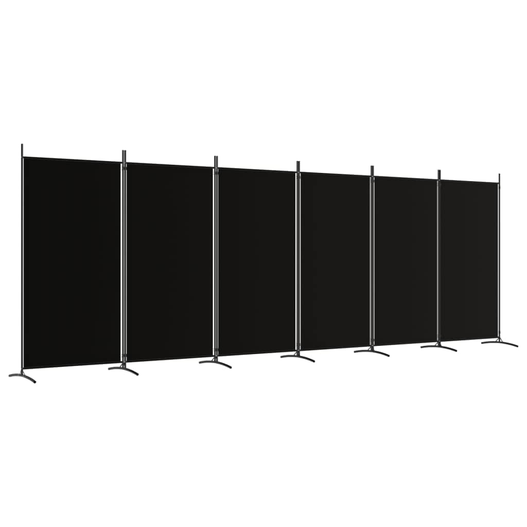 BaraSh 6-Panel Black Fabric Room Divider Screen - 204.7