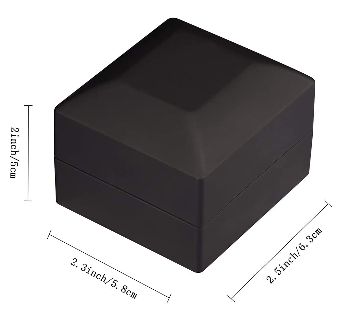 KAKKOII LED Light Jewelry Ring Box - Velvet Earrings Gift Box for Proposal, Engagement, Wedding & Anniversary - Perfect for Romantic Surprises & Special Occasions (Black)