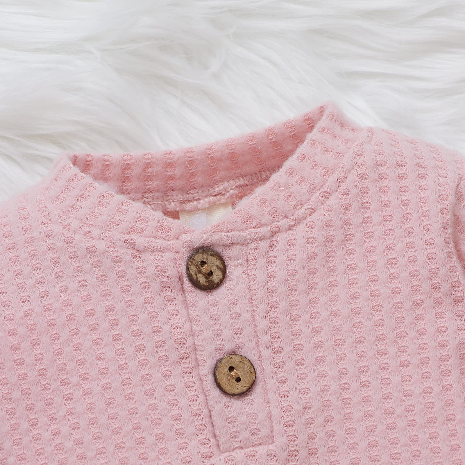 Fall Winter Newborn Baby Clothes Set - Unisex Infant Waffle Knit Outfit with Long Sleeve Top & Pants | Cozy Winter Wear for Babies