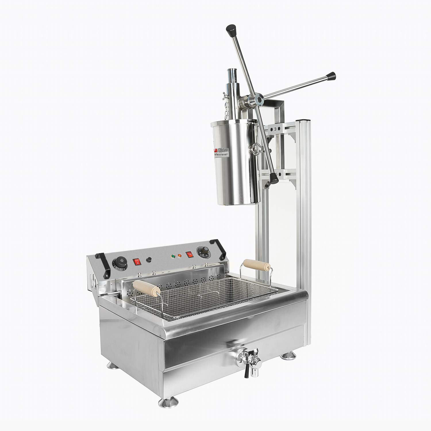 ALDKitchen 3-Hole Churro Maker Machine with L-Shape Stand | Manual Churro Press & Cutter | Stainless Steel Churro Maker Kit (Includes 30L Fryer) | Perfect for Home Baking, Party Snacks & Street Food Business