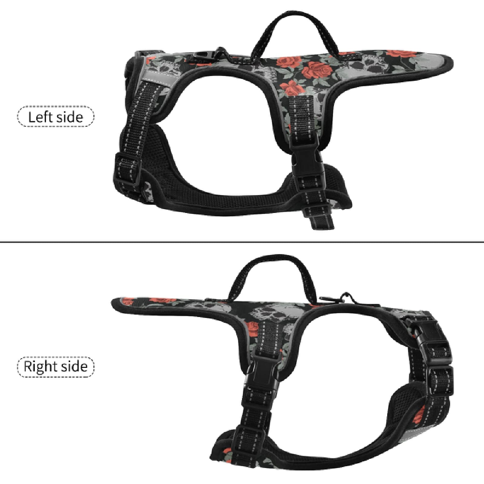 Xigua Skull Dog Harness - No Pull Reflective Pet Vest for Small & Medium Dogs with Nylon Handle - Breathable & Durable for Walking, Running & Outdoor Adventures