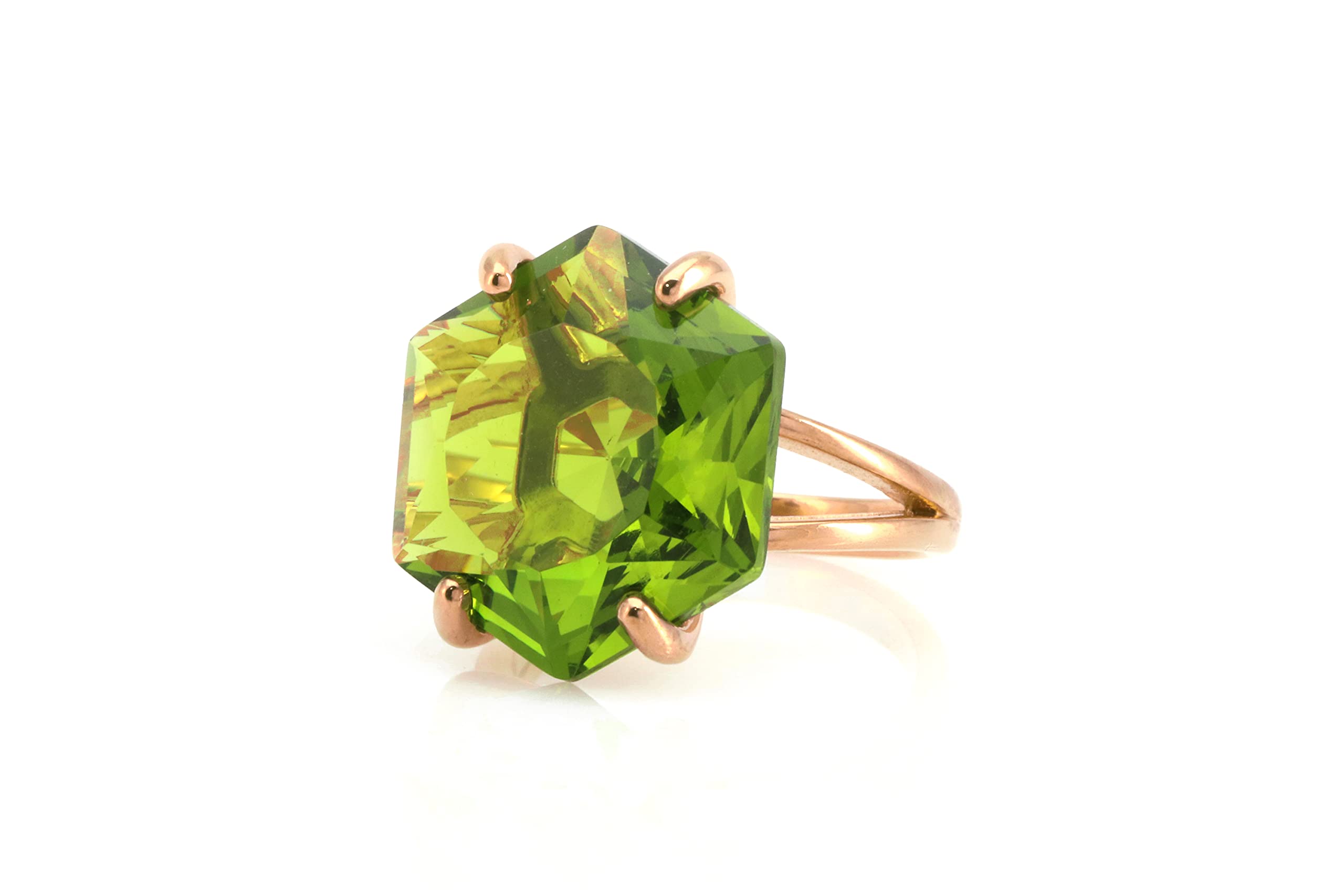 Peridot Birthstone Ring - Handmade Rose Gold Statement Ring for Women - Customizable Size, Fashion Jewelry, Unique Engagement Ring Gift - Perfect for Birthdays, Anniversaries & Special Occasions