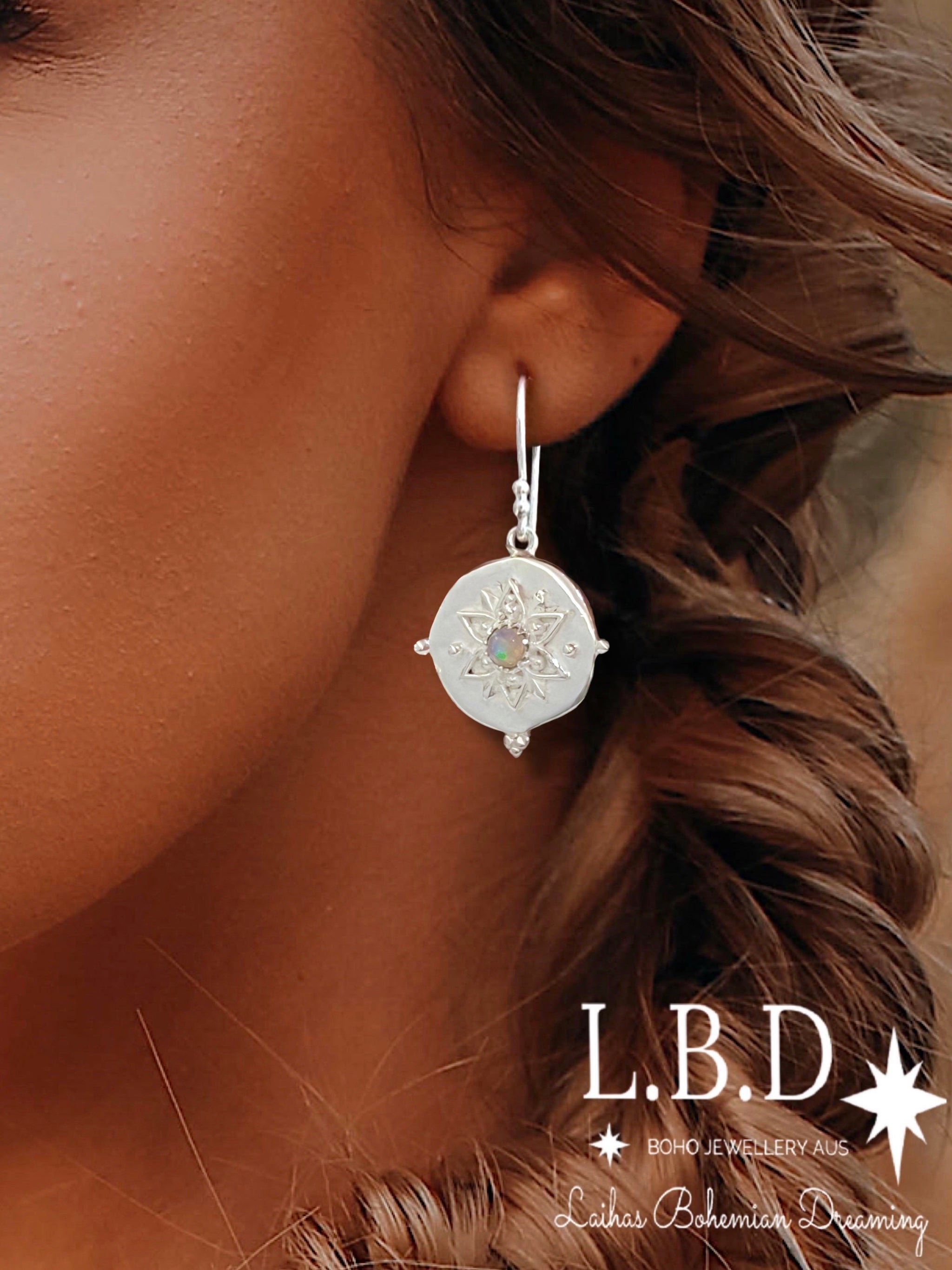 Laihas Large Vera May Opal Earrings for Women - Elegant Dangle Drop Earrings for Party, Wedding & Evening Wear - Hypoallergenic Sterling Silver Jewelry Gift