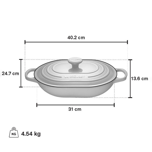 Le Creuset 3.4L Oblong Casserole Dish - Sage Green Enameled Cast Iron Dutch Oven for Baking, Roasting & Serving | Perfect for Family Dinners & Holiday Meals