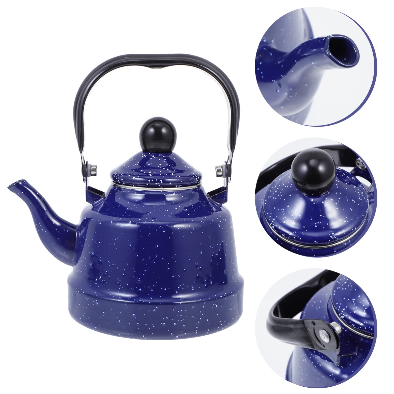 Vintage Enamel Tea Kettle - 1.5L Classic Stovetop Teapot for Boiling Water, Home & Kitchen Use, Perfect for Tea House, Camping, and Gift Giving