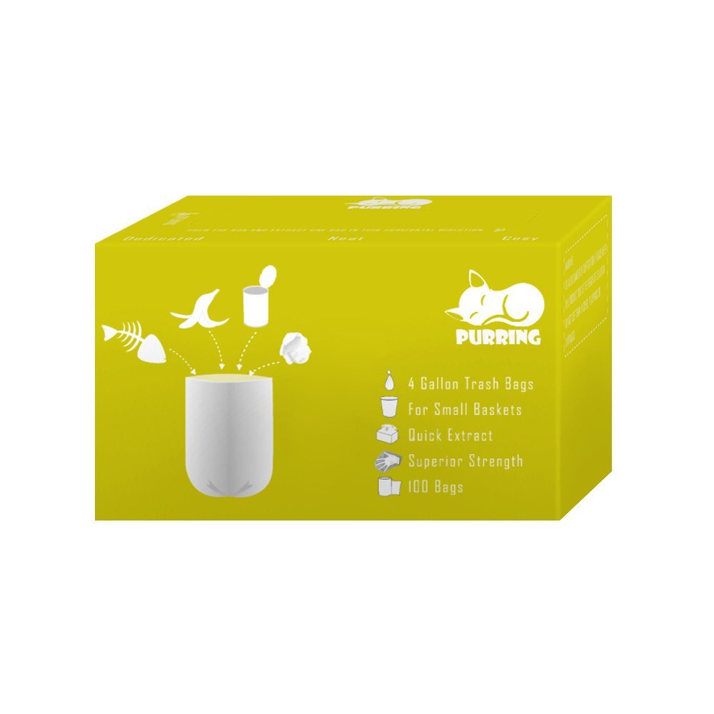 4 Gallon Small Trash Bags with Quick-Dispense - 100 Count Cute Compact Yellow Trash Bags for Kitchen, Bathroom & Office Waste Disposal