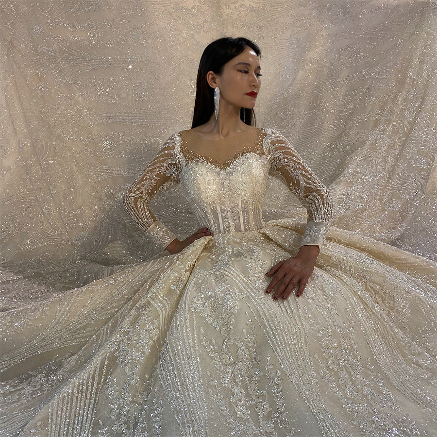 Amanda Novias Lace Wedding Dress NS3944 - 100% High Quality, Handmade with Premium Lace | Perfect for Bridal Ceremonies, Vow Renewals & Formal Events