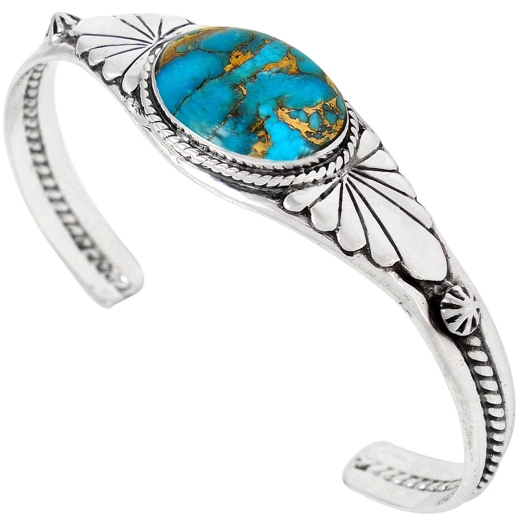 925 Sterling Silver Genuine Turquoise Bracelet for Women - Handmade Boho Chic Jewelry Gift for Birthday, Anniversary & Everyday Wear