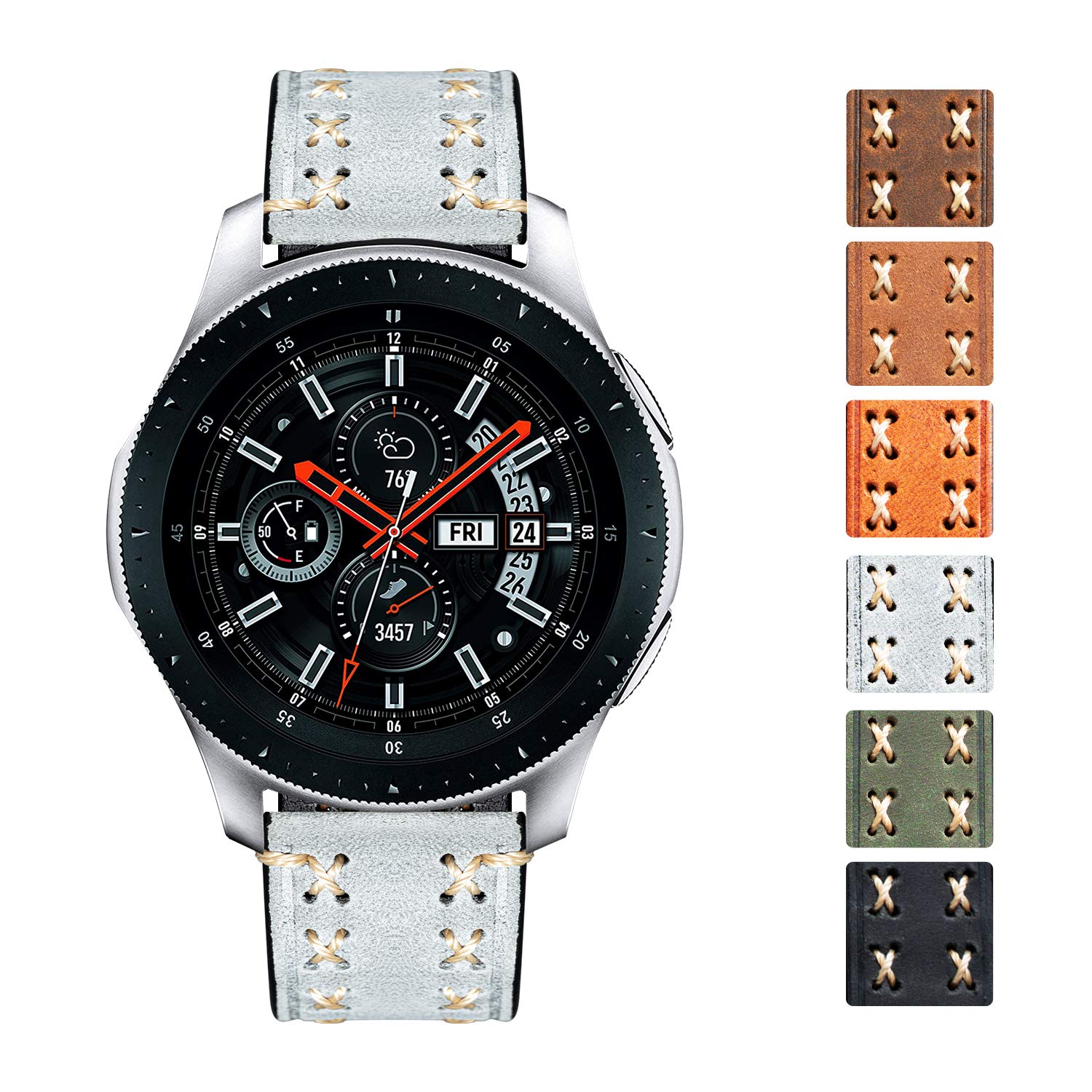 Samsung Galaxy Watch Bands 20mm/22mm - Leather Strap for Huawei, Amazfit Smartwatches | Office & Casual Wear