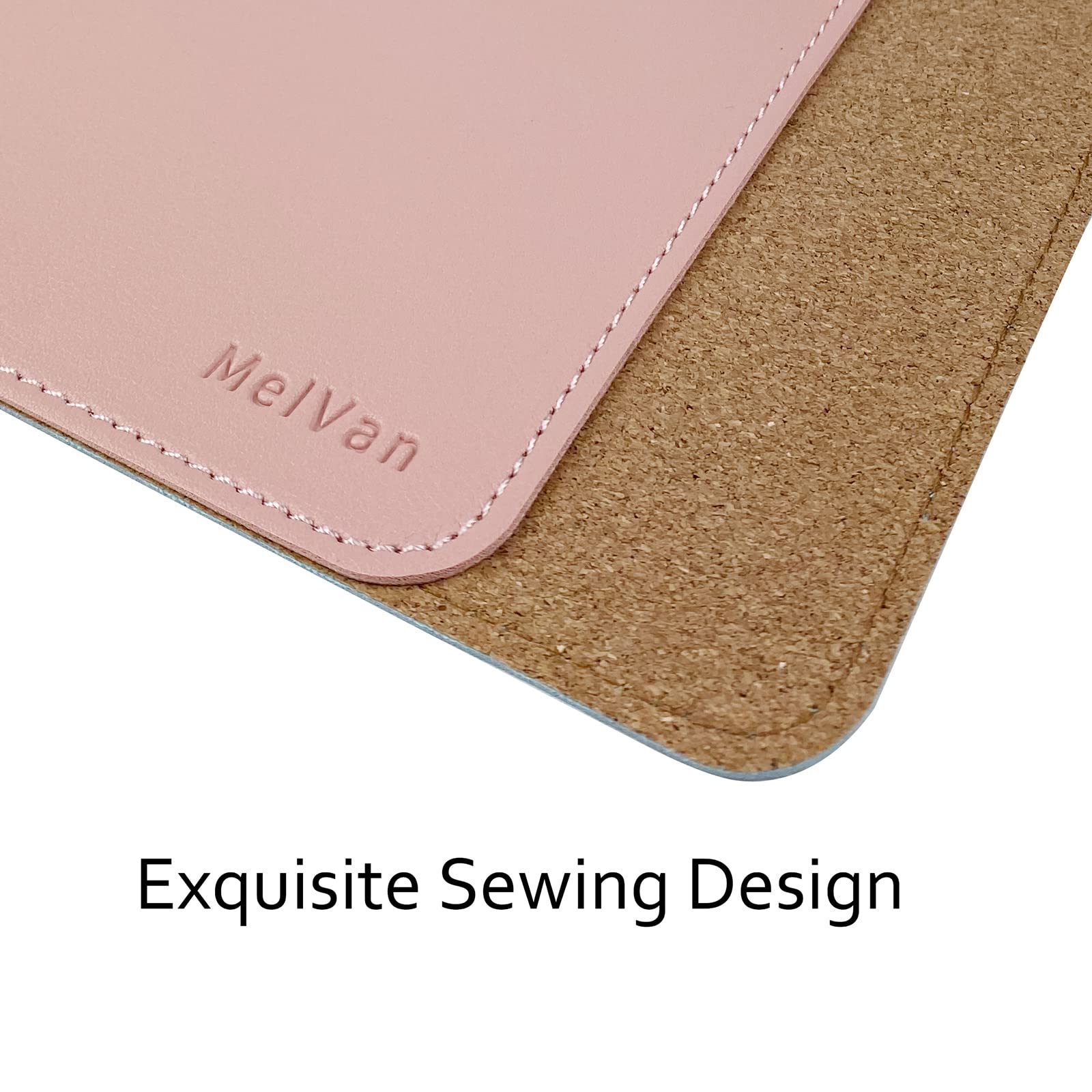 Premium PU Leather Mouse Pad with Stitched Edge - Waterproof Wooden Gaming Mouse Mat for PC, Laptop, Office & Home Use - 10.2
