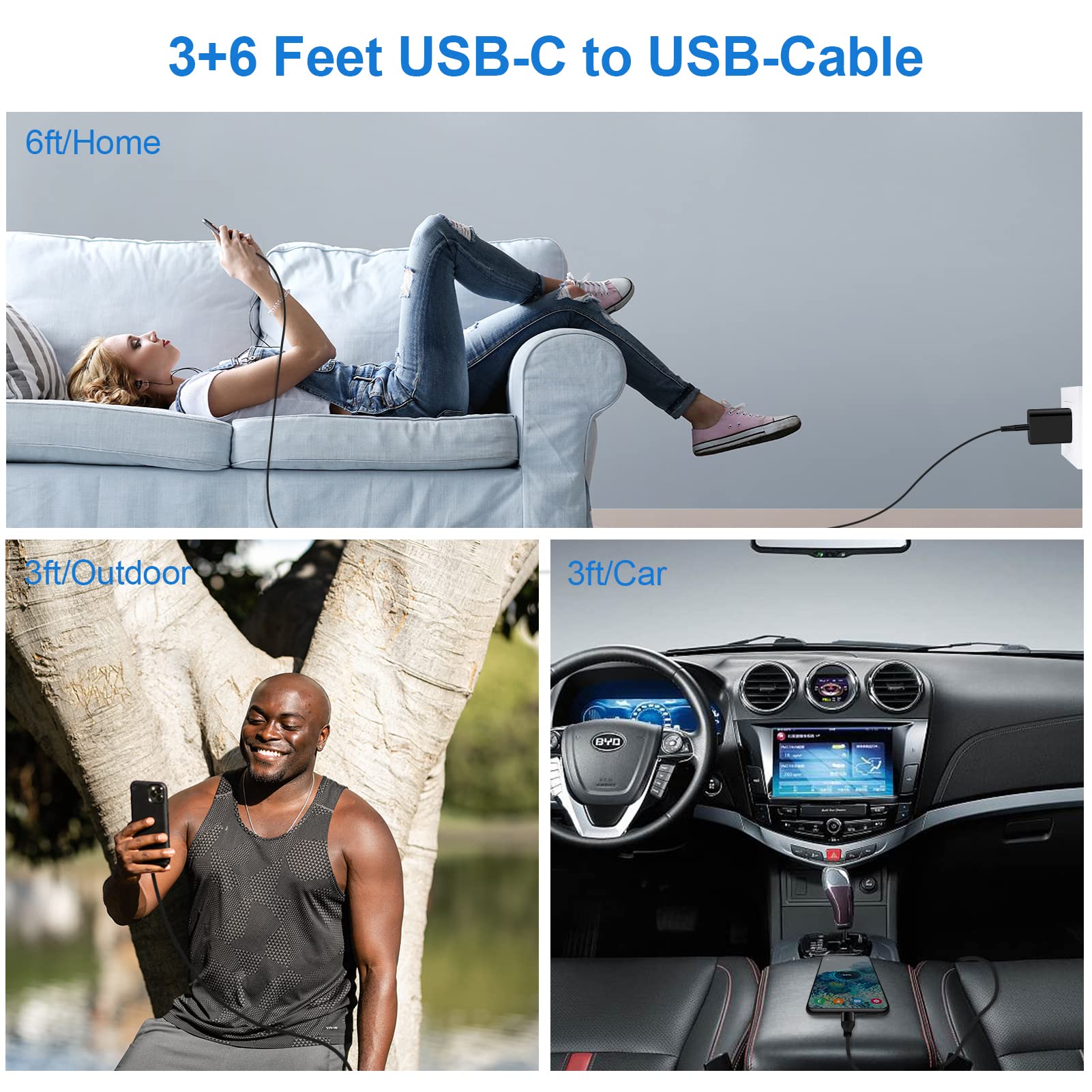 Samsung Fast Charger 20W USB C Wall Plug & 38W Car Adapter with 3+6FT Type C Cable - Compatible with Galaxy A16 5G, S25 Ultra, S24, A15, A13, A14, A03s, A53, S22 FE, S21, A25, A23 | Fast Charging for Home, Office & Travel