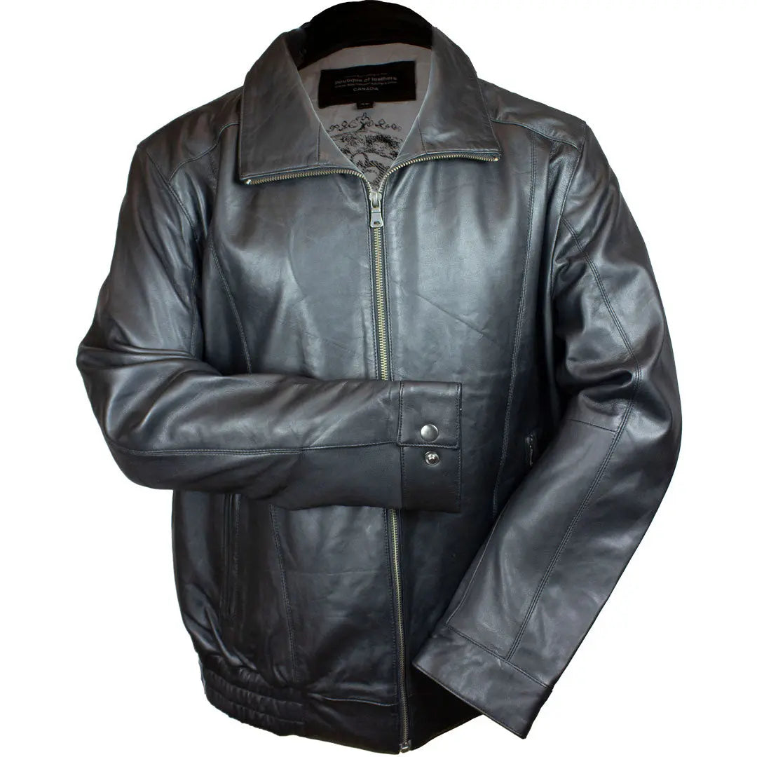BOL Men's Ting Bomber Jacket - Genuine Lambskin Leather, Slim Fit, Lightweight & Stylish - Perfect for Casual Outings, Nightlife & Motorcycle Riding