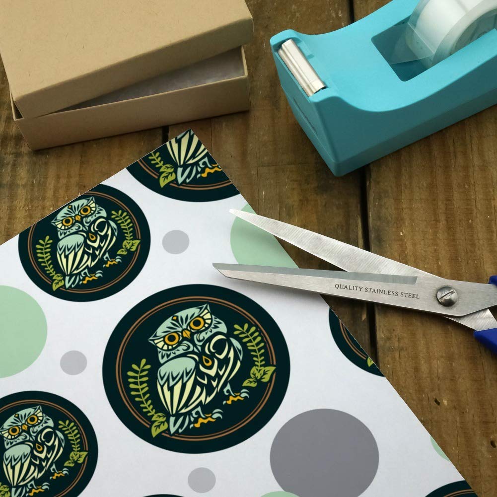 Wise White Tribal Owl Gift Wrap Paper Roll - Premium Wrapping Paper for Birthdays, Holidays & Special Occasions - Bulk 24