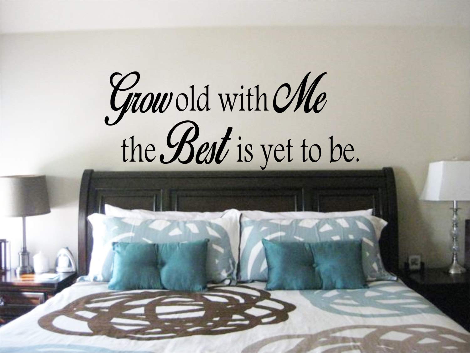 Grow Old with Me Vinyl Wall Decal - Inspirational Master Bedroom Quote Sticker - USA Made Home Decor for Romantic Couples Bedroom & Wedding Anniversary Gifts