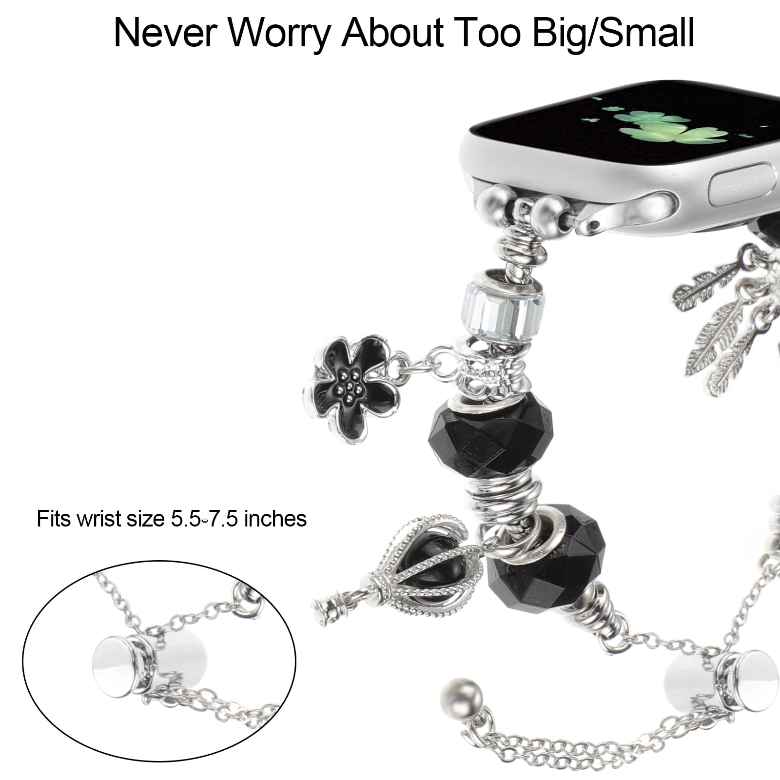 Sparkly Stainless Steel Apple Watch Band 38mm 40mm 41mm - Elegant Jewelry Bracelet Compatible with iWatch Series SE/7/6/5/4/3/2/1 - Fashion Accessory for Women | Perfect for Work, Parties, Date Nights, Gym & Everyday Wear | Ideal for Office, Wedding, Travel & Casual Outfits