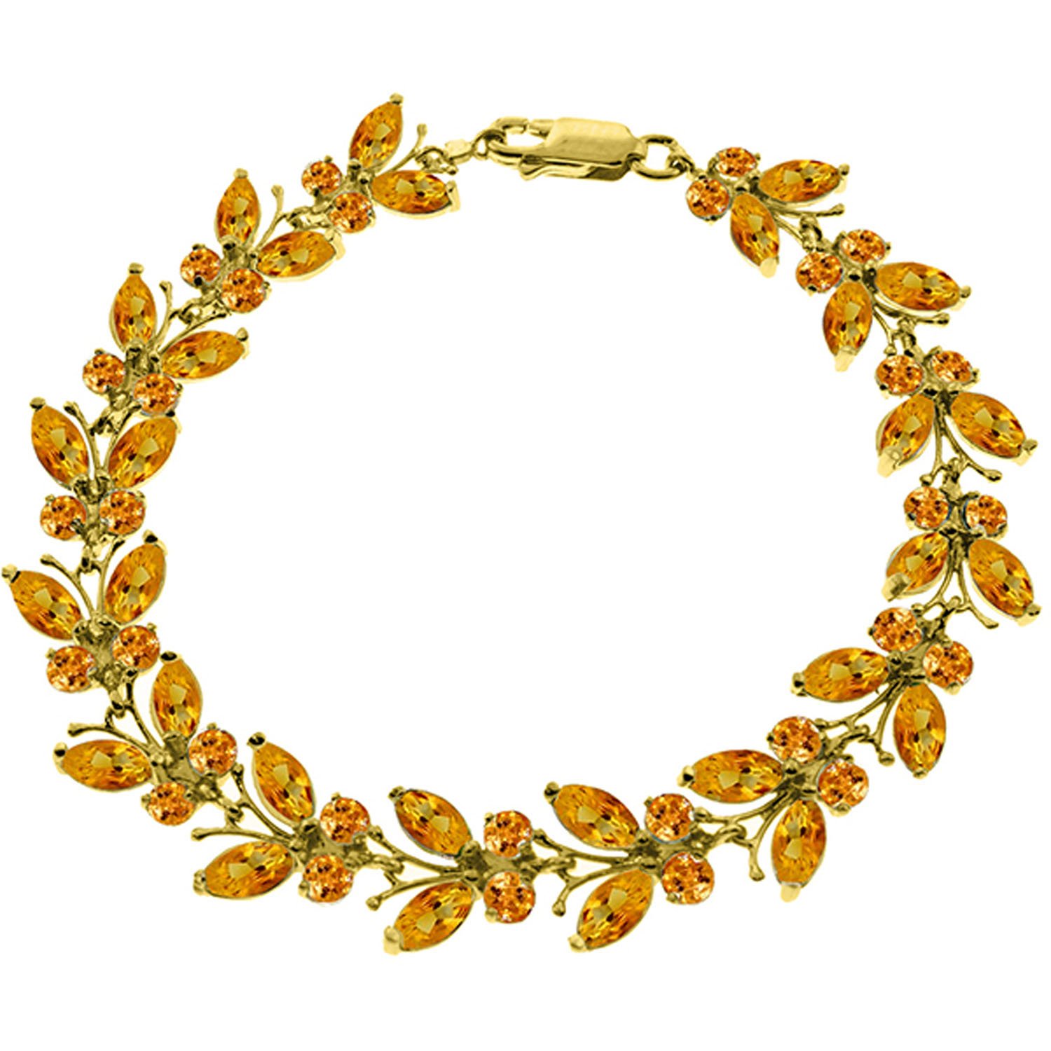 14K Solid Gold Butterfly Bracelet with 16.5 CTW Natural Citrine - Elegant Jewelry for Women, Gift for Her, Birthday, Anniversary & Special Occasions