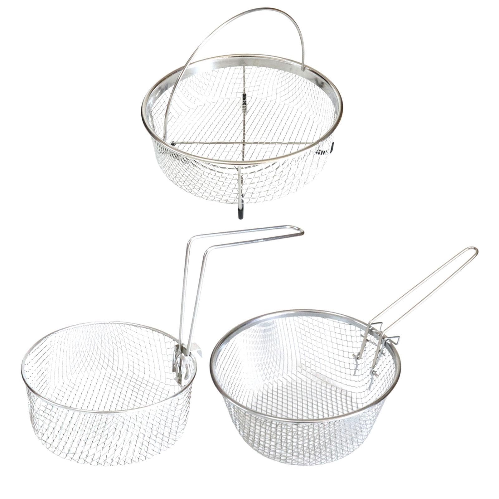 CALANDIS® Stainless Steel Deep Fry Basket - Multipurpose Frying Basket for Cooking, Serving & Draining - Perfect for French Fries, Chicken Wings, Vegetables & Seafood