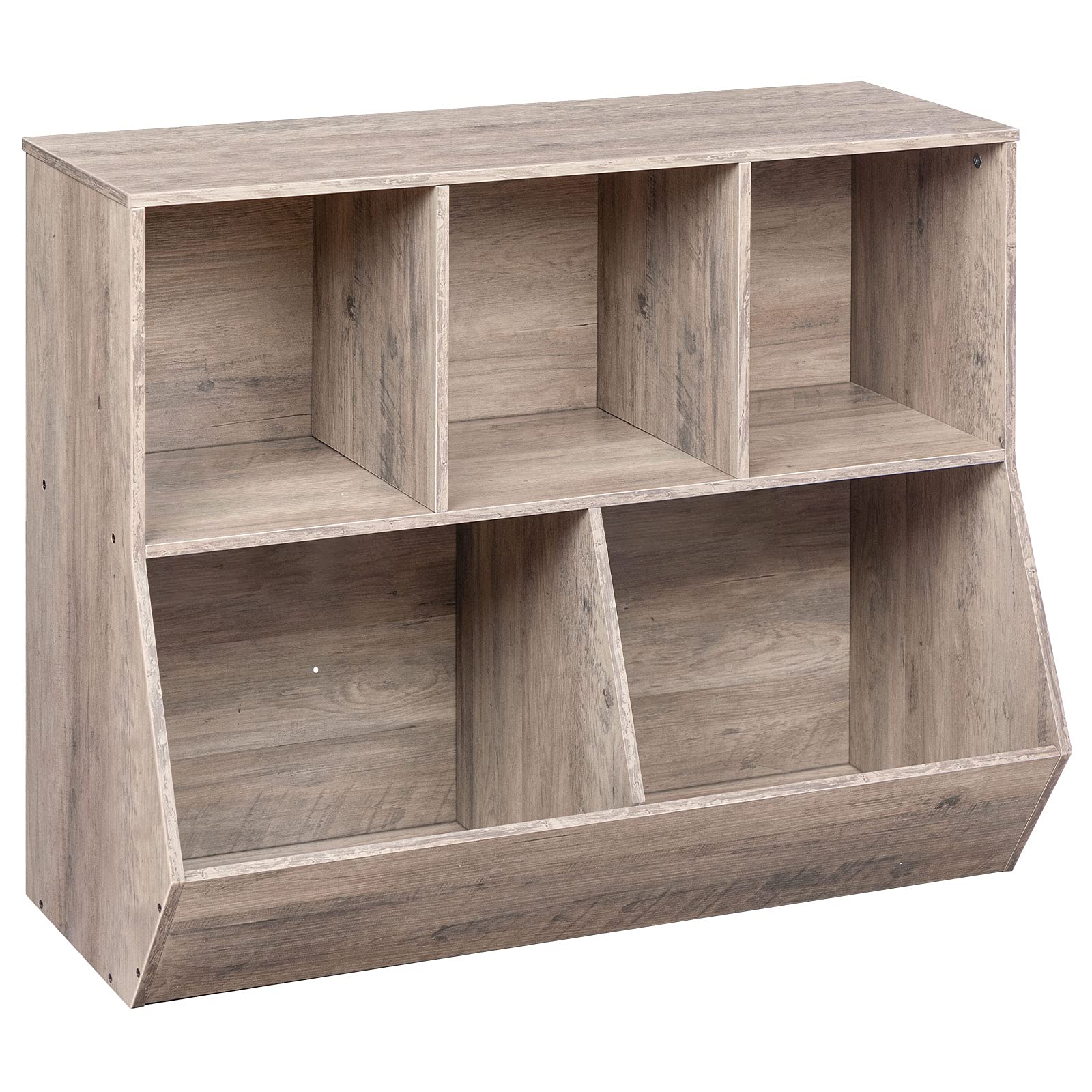 HOOBRO Kids Bookshelf with Toy Storage - 5-Tier Bookcase Organizer for Children's Room, Playroom, Nursery, Kindergarten & School - Greige BG32CW01 - Perfect for Storing Books, Toys & Learning Supplies
