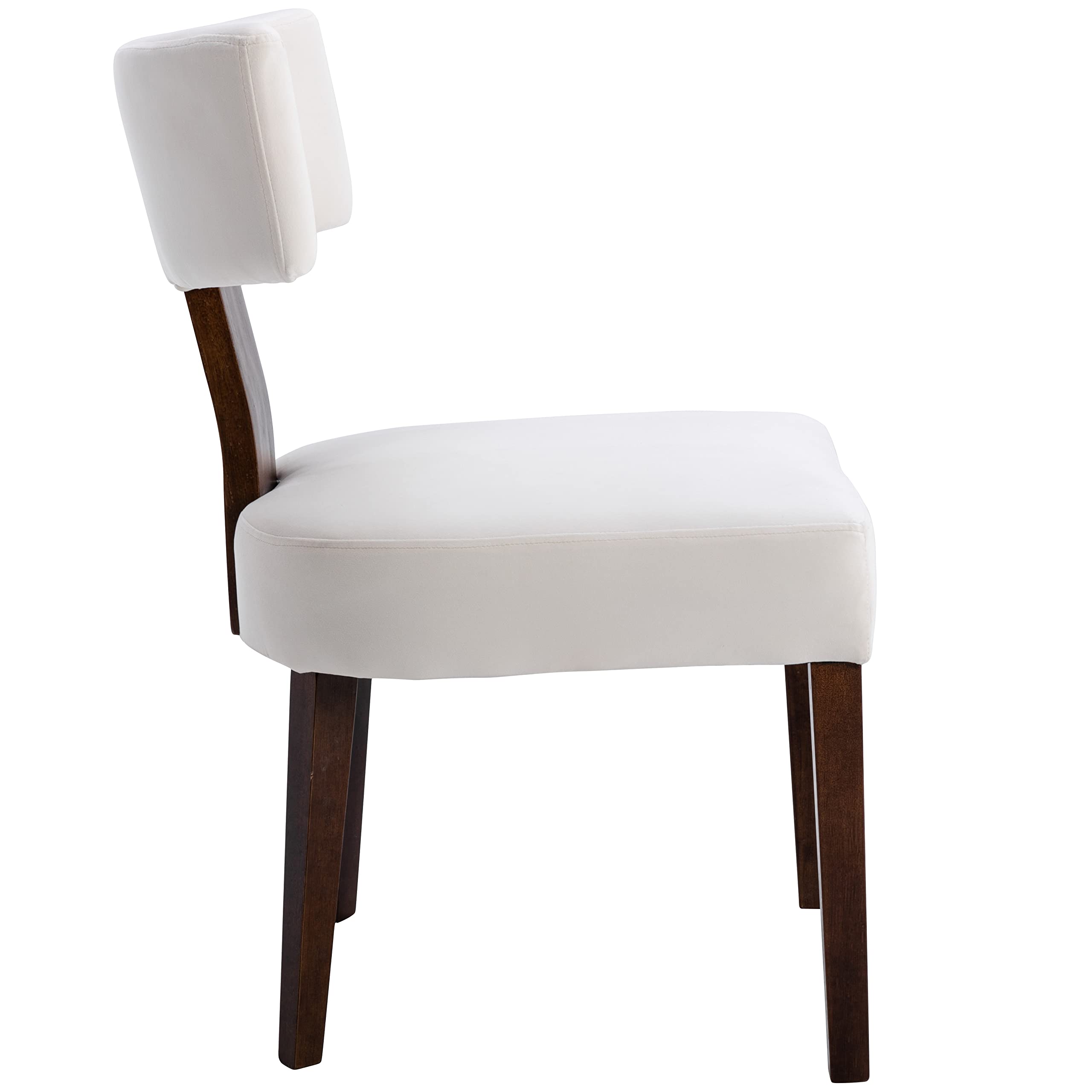 Modern Velvet Upholstered Dining Chairs Set of 4 - Wingback Side Chairs with Wooden Legs for Dining Room, Living Room & Bedroom - Cream Comfortable Seating for Family Gatherings & Dinner Parties