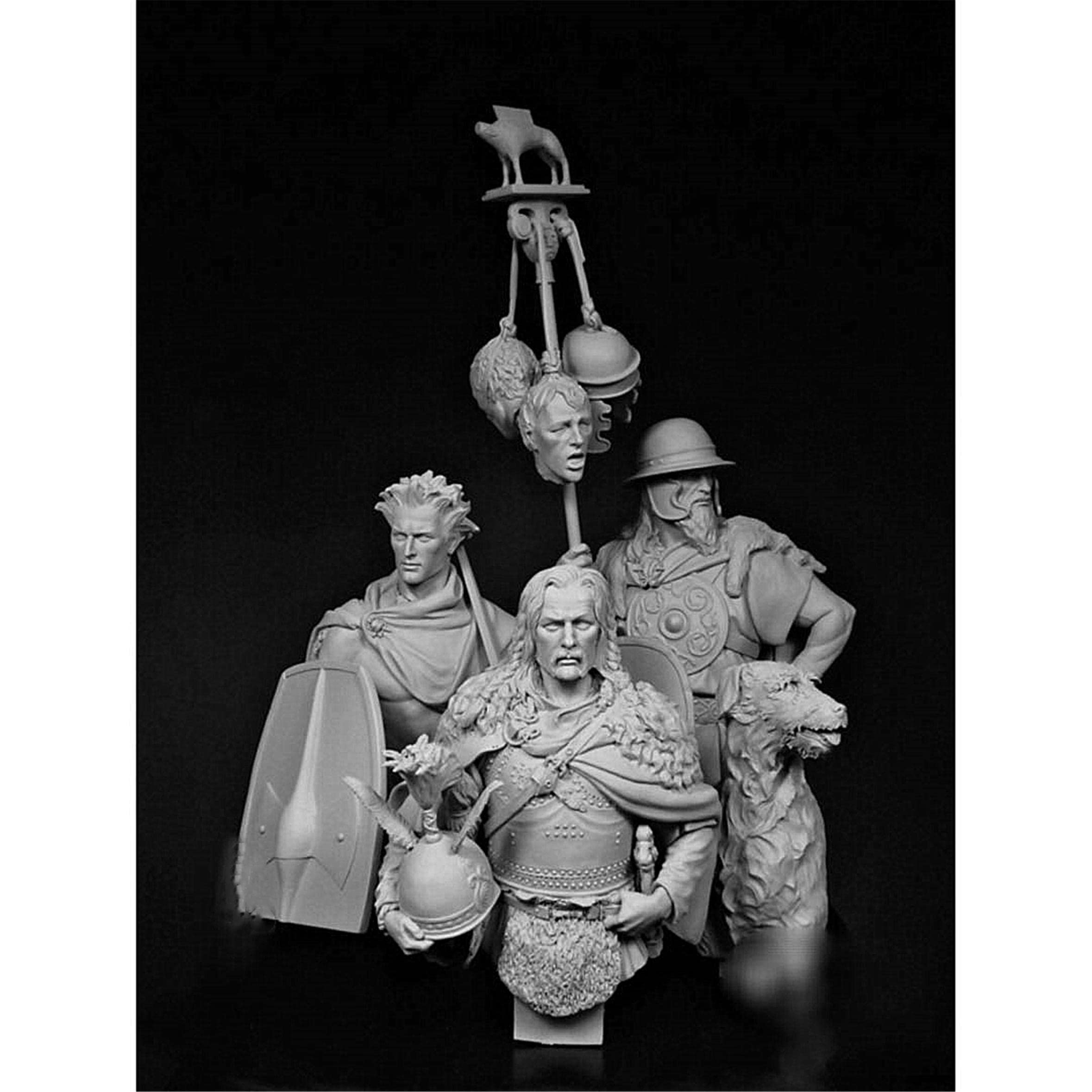 1/12 Scale Ancient Military Commander Bust Resin Figure - Unassembled & Unpainted Soldier Model Kit (3-Piece Set) | Perfect for Wargaming, Diorama Building, and Historical Collectors - Vl2-91 Goodmoel