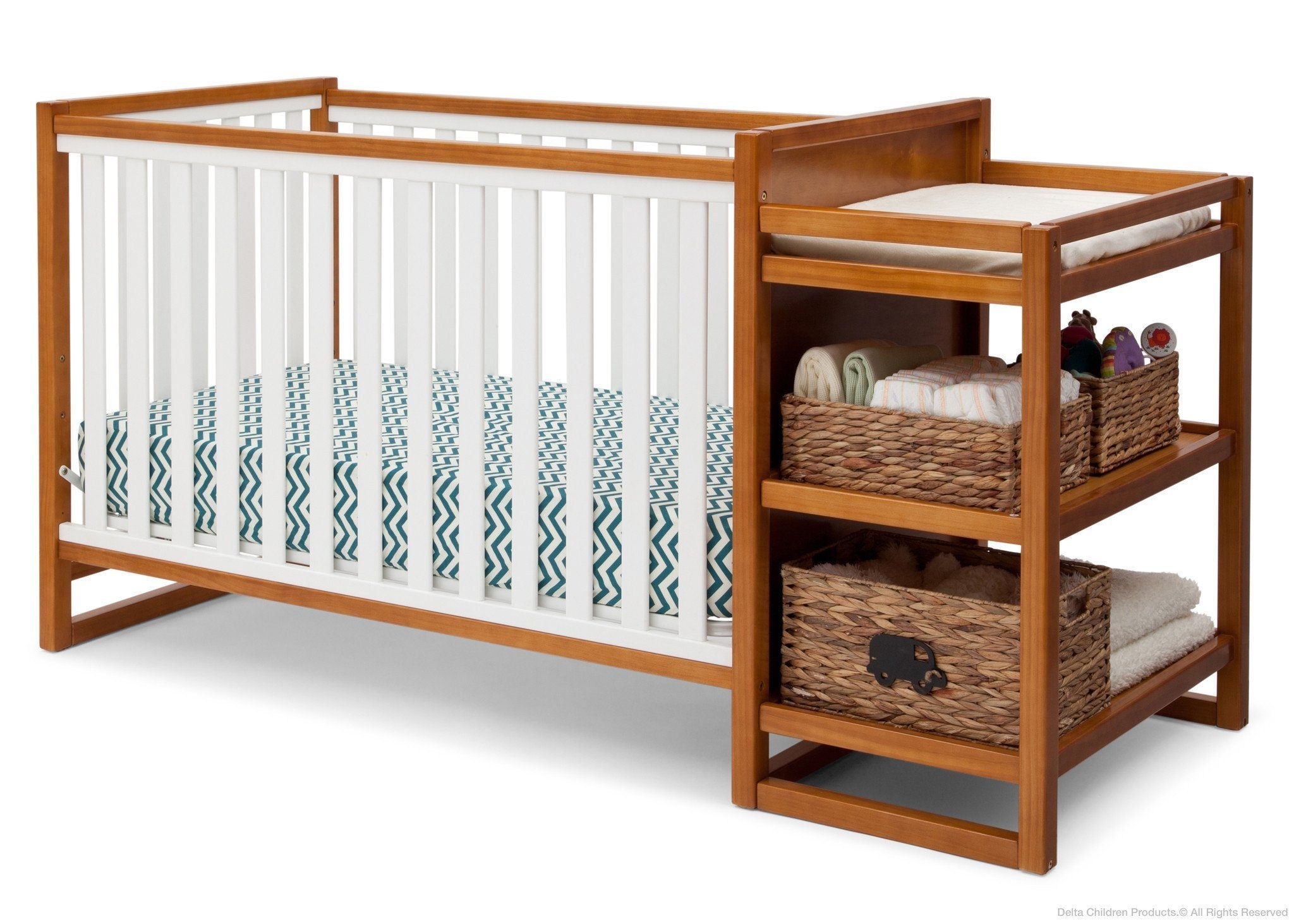 **Gramercy Convertible Baby Crib with Changing Table - Nursery Furniture for Newborns & Toddlers - Perfect for Small Spaces & Modern Nurseries**