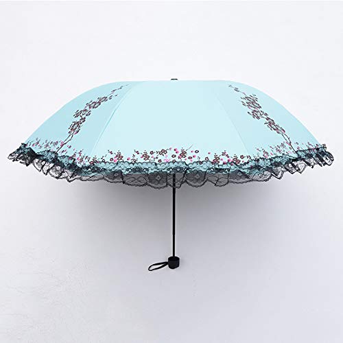 UV Protection Sun Umbrella with Lace Trim - Compact & Lightweight for Summer - Perfect for Beach, Travel, and Outdoor Activities