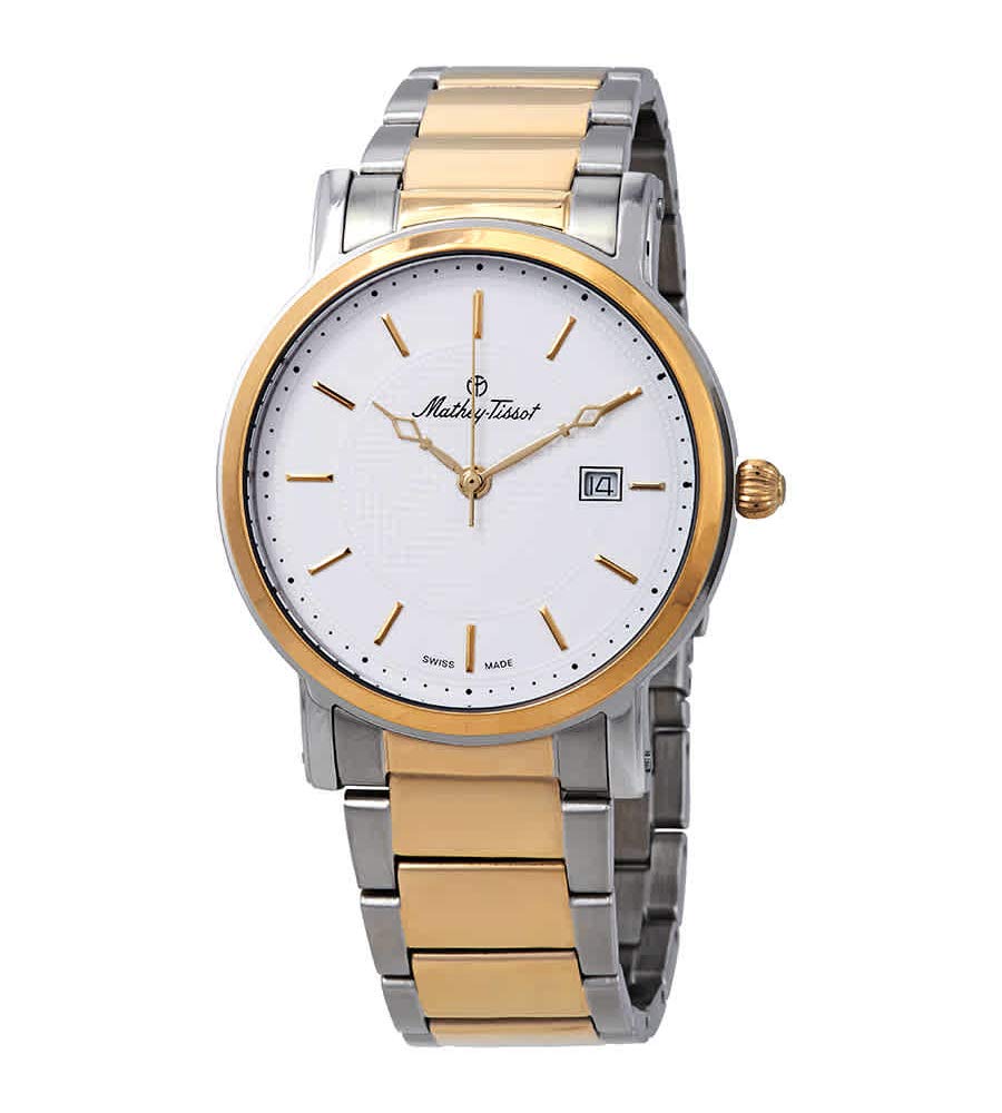 Mathey-Tissot HB611251MBI Men's Watch - Stainless Steel Case, White Dial, Water Resistant, Dress & Casual Timepiece for Business, Office & Everyday Wear