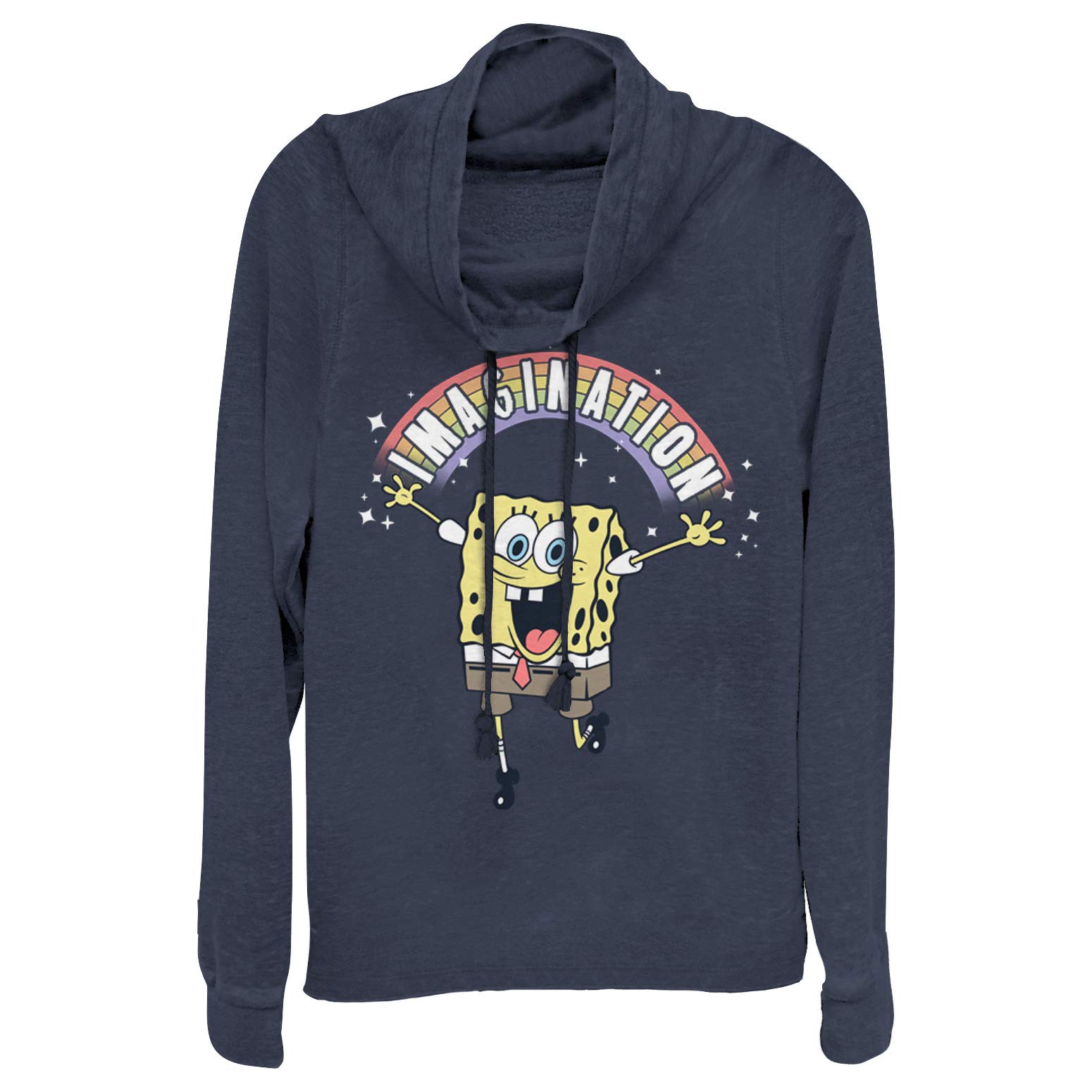 SpongeBob SquarePants Rainbow Cowl Neck Sweatshirt for Kids | Soft & Comfortable Pullover | Cartoon Character Hoodie for School, Playdates & Family Outings