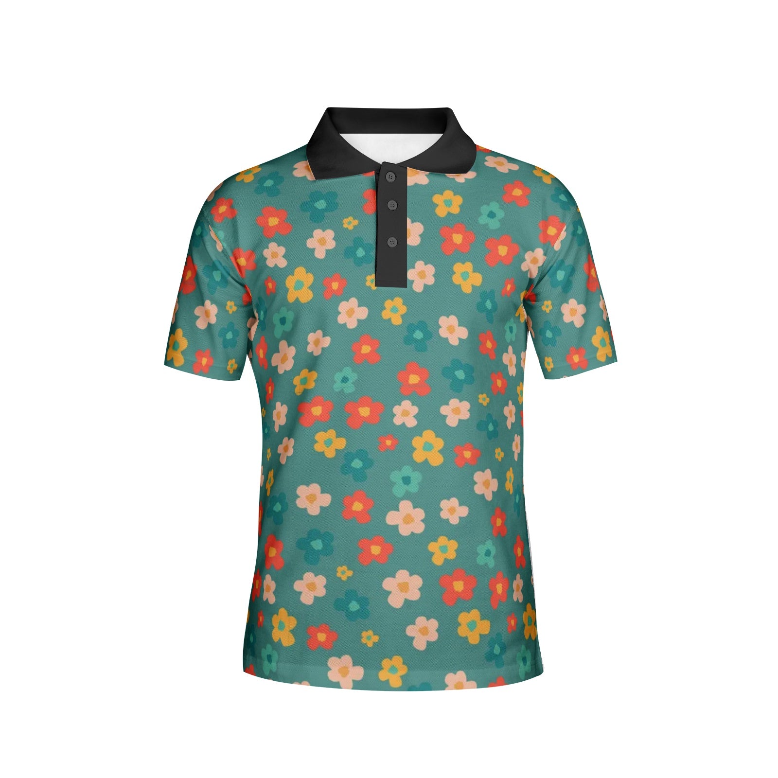 Men's Floral Print Polo Shirts - Breathable Short Sleeve Casual Shirt for Summer, Golf, and Outdoor Activities