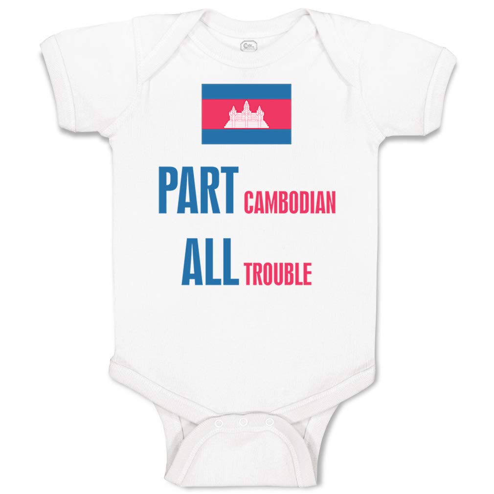 Custom Personalized Baby Bodysuit - Cambodian Heritage Funny Cotton Onesie for Boys & Girls (12 Months, White) - Perfect for Family Gatherings & Cultural Celebrations