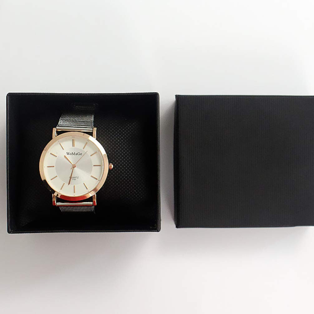 **5-Pack Black Paper Watch Box with Pillow - Jewelry & Bangle Storage Case for Men & Women - Perfect for Gifts, Travel & Watch Collection Organization**