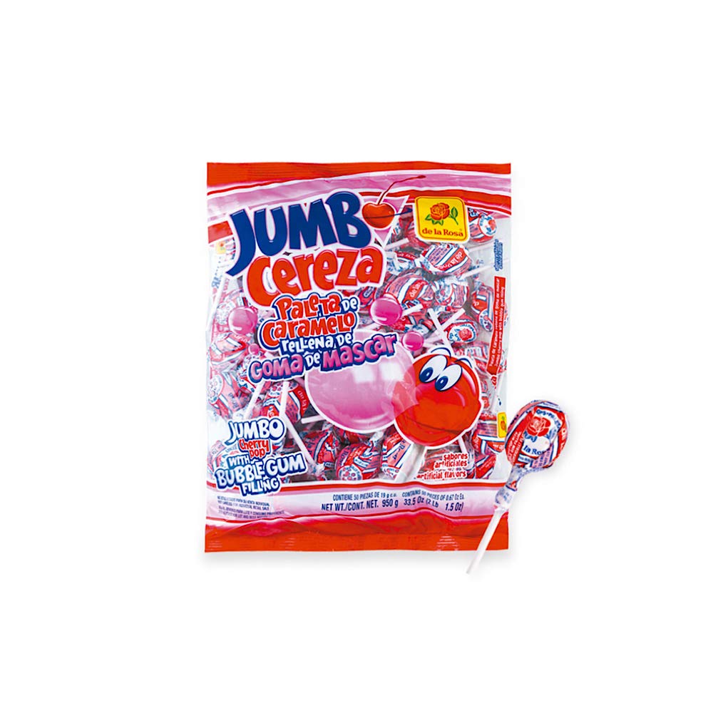 De La Rosa Cherry Flavored Gum Lollipops with 2 Chocolate Covered Mazapan Candies - Perfect for Parties, Gifts & Mexican Candy Lovers