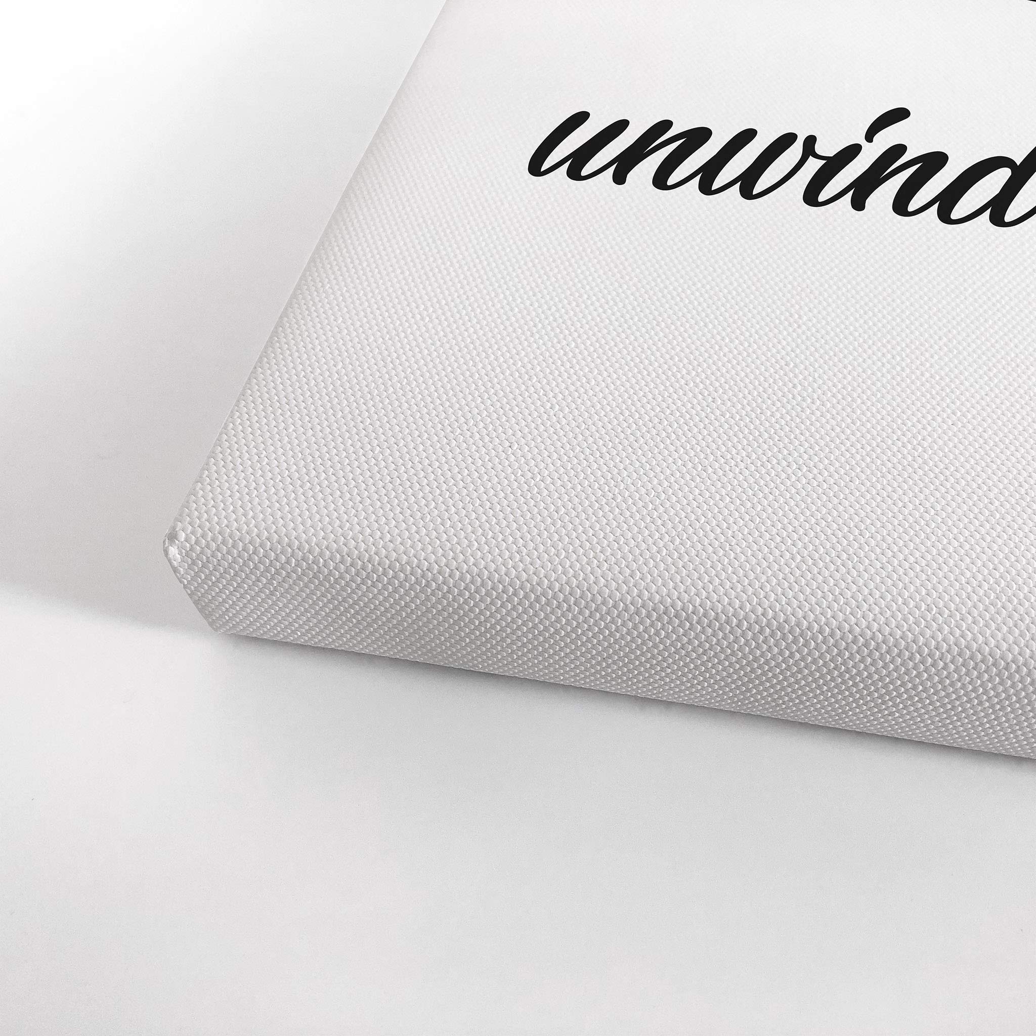 Smile Art Design Unwind Typography Black & White Bathroom Canvas Print - Modern Wall Decor for Bathroom, Home, Office - Ready to Hang 36x24 Inch - Made in USA - Perfect for Spa, Powder Room & Farmhouse Decor