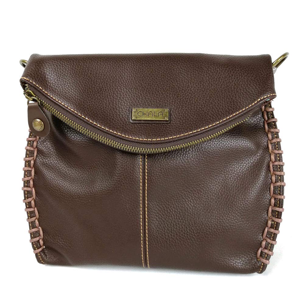 CHALA Stylish Leather Crossbody Bag for Women - Dark Brown Squirrel Design with Flap Top & Secure Zipper | Perfect for Everyday Use, Travel & Date Nights