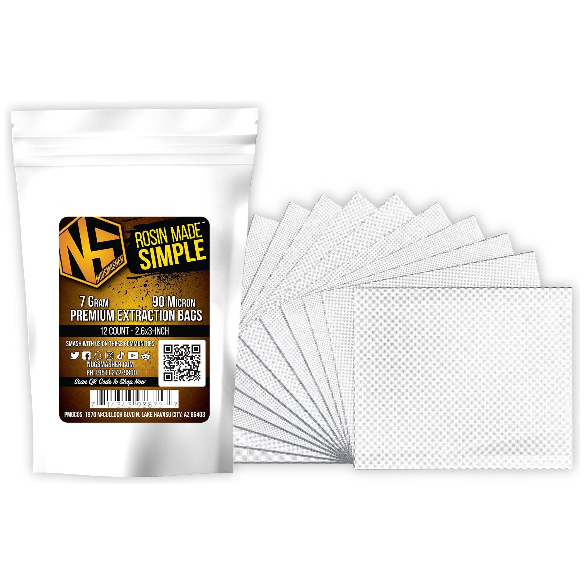 NugSmasher 7 Gram Rosin Filter Bags for Cannabis Extraction - Perfect for Home DIY Rosin Pressing and Concentrate Making