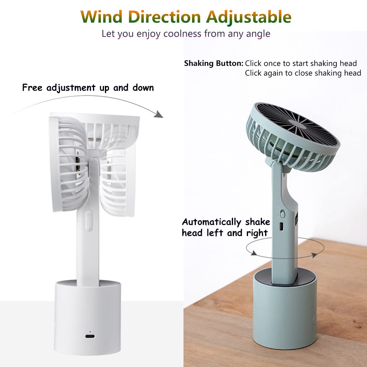 Rechargeable Mini USB Handheld Fan - 4000mAh Battery, 5 Speed Adjustable, Silent Cooling Fan with LCD Display & Tilt Function for Home, Office, Dorm, Travel - Perfect for Indoor Use, Outdoor Activities & Hot Weather (Yellow)