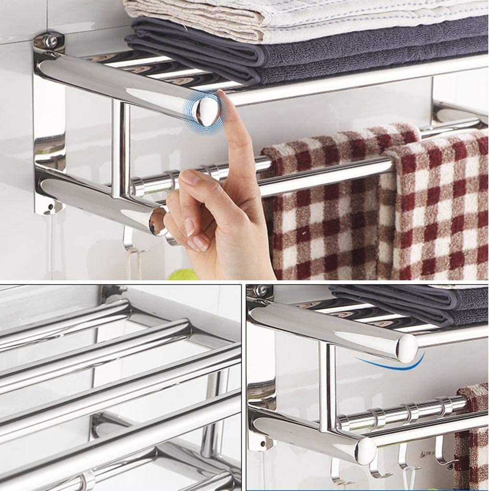 Stainless Steel Wall Mounted Towel Rack Holder for Bathroom & Kitchen - 40cm Punch-Free Design | Space-Saving & Durable for Hand Towels, Dish Towels & Bath Accessories