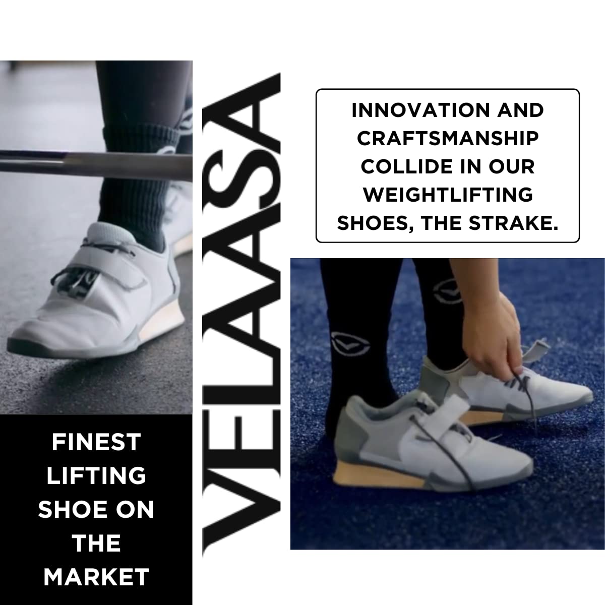 VELAASA Strake Olympic Weightlifting Shoes for Men & Women - Cross Training & Powerlifting Apparel - Heavy Lifting Shoes for Squats & Deadlifts - Perfect for Gym, Weight Training & Strength Workouts
