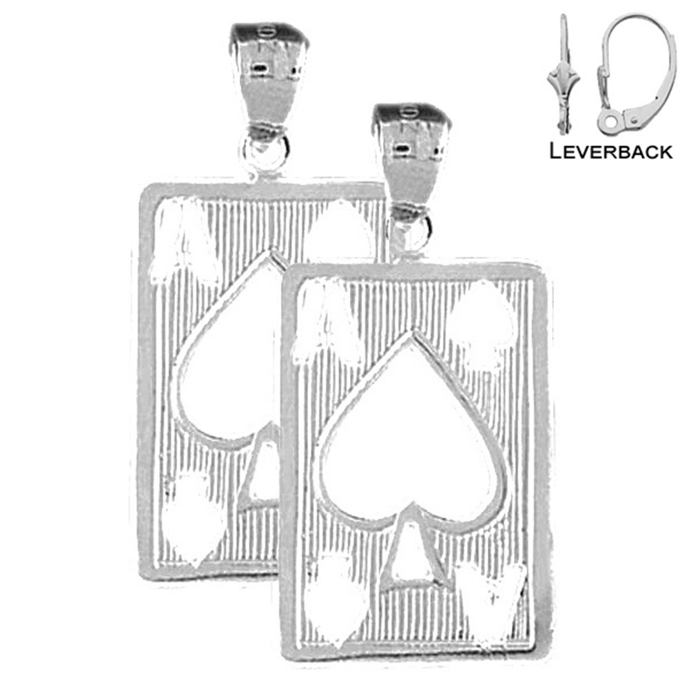 Gambling Earrings | Sterling Silver Playing Cards & Ace of Spades Lever Back Earrings - Handmade in USA | Perfect for Casino Nights, Poker Parties & Unique Gift Giving