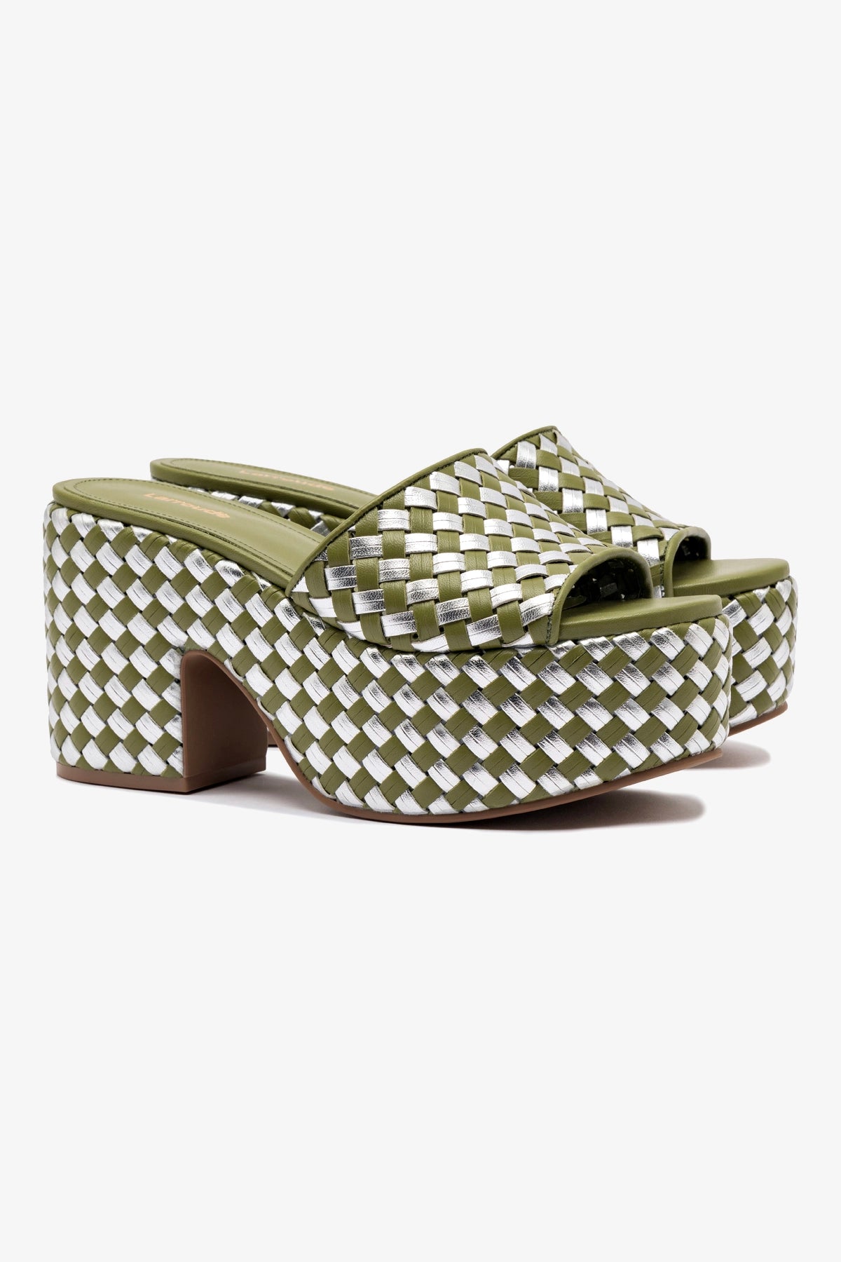 Eco-Friendly Miso Platform Sandals - Vegan Seaweed Leather & Silver Metallic Leather Women's Shoes for Summer Beach & Casual Outings
