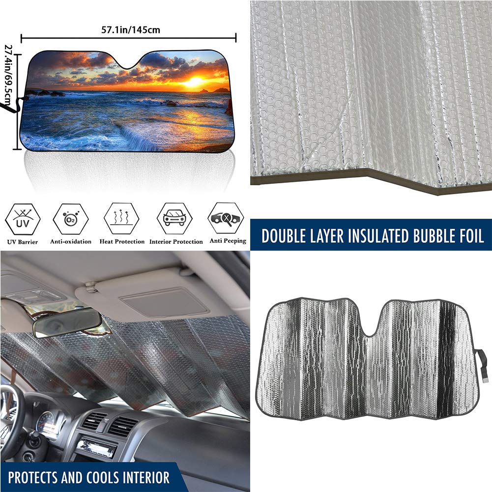 JEOCODY 13PCS Sunflower Cow Print Car Accessories Set - Seat Protector, Floor Mats, Sunshades, Seatbelt Pads, Steering Wheel Cover & Armrest Cushion | Perfect for SUVs, Sedans & Family Vehicles