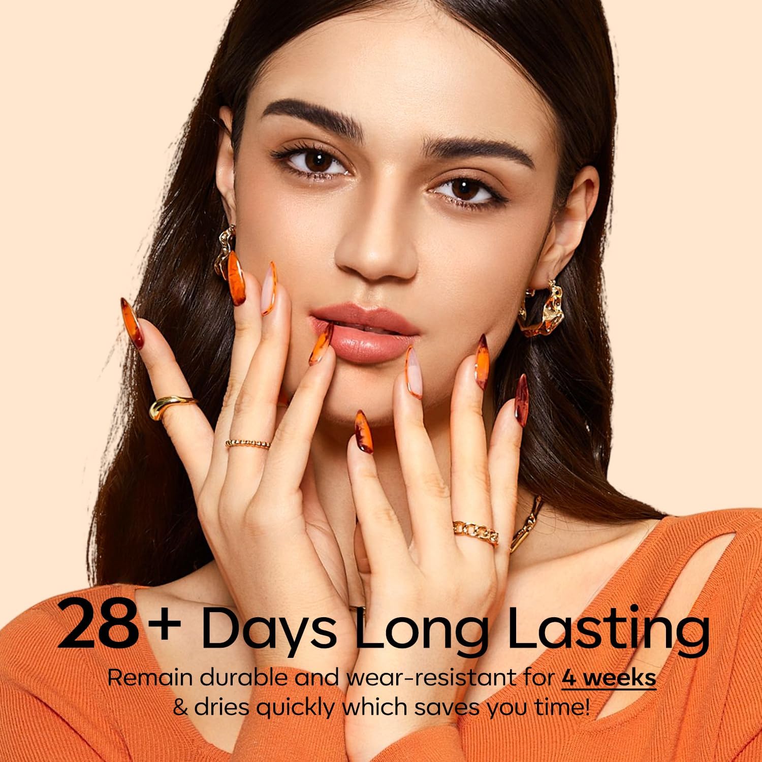 Modelones Fall Gel Nail Polish - 15ml Coral Orange Soak Off LED Gel Polish for DIY Manicure | Long Lasting Autumn Nail Art for Salon & Home Use | Perfect for Fall Weddings, Halloween, Thanksgiving Nail Designs