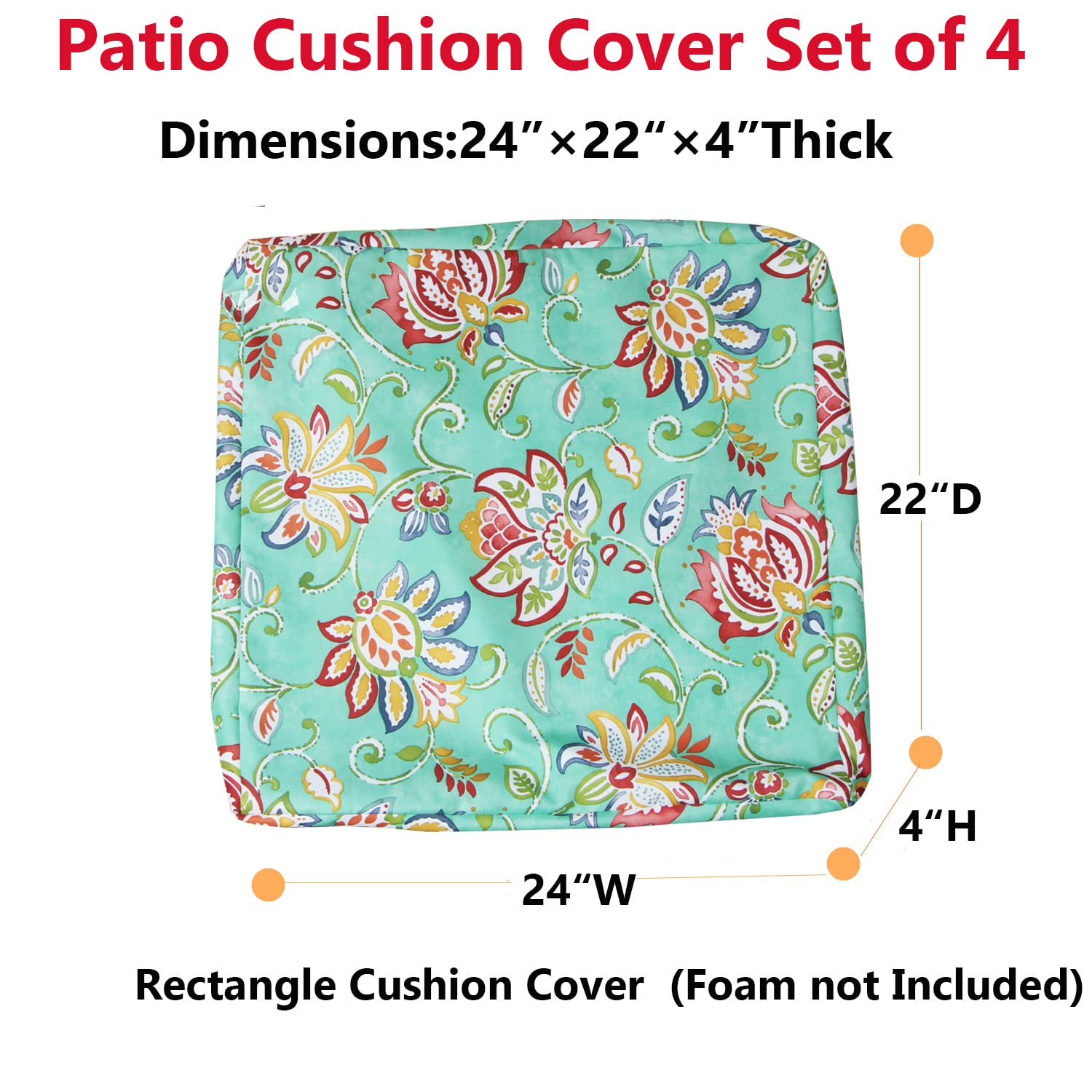 EHouseHome Washable UV Resistant Outdoor Cushion Covers - Waterproof Patio Furniture Slipcovers (24