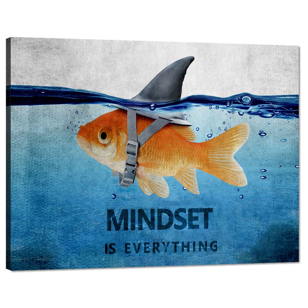 Framed 'Mindset is Everything' Motivational Canvas Wall Art - 18x24 Inch Inspirational Office & Home Decor - Perfect for Living Room, Bedroom, or Workspace