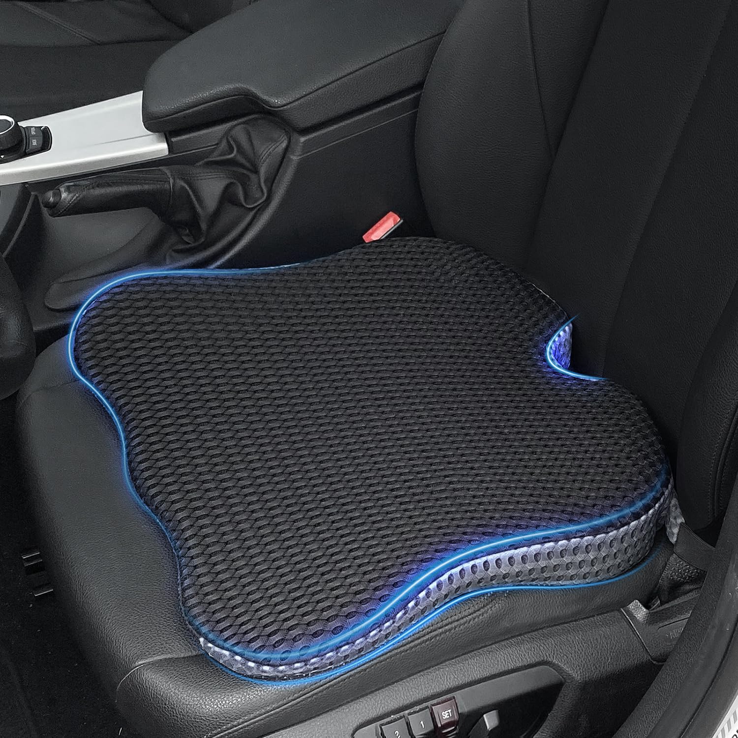 QUTOOL Memory Foam Car Seat Cushion - Breathable Wedge Booster Seat Pad for Long Drives & Road Trips - Comfort Support for Drivers & Passengers (Black) | Perfect for Commuting, Travel & Trucking