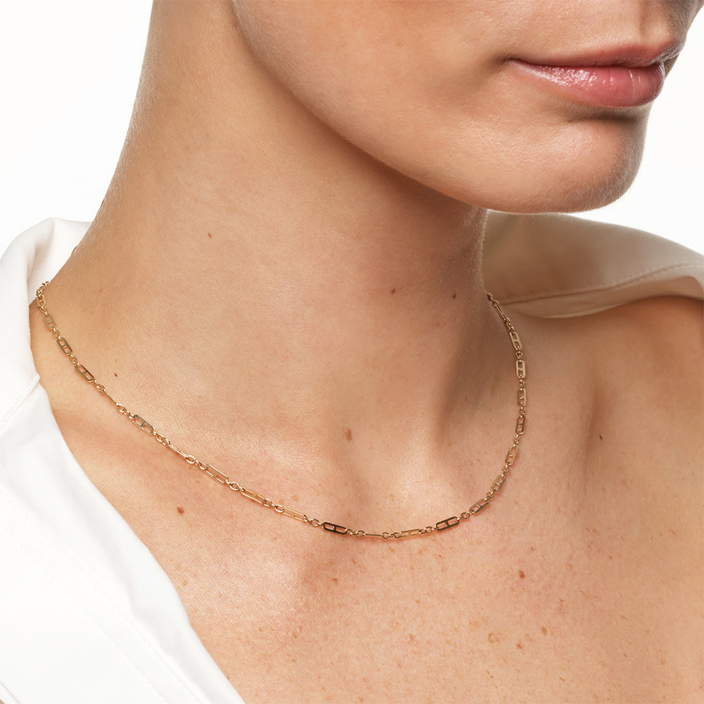 10k Gold Anchor Paperclip Chain Necklace - Dainty Layering Jewelry for Women, Perfect for Everyday Wear & Gift Giving