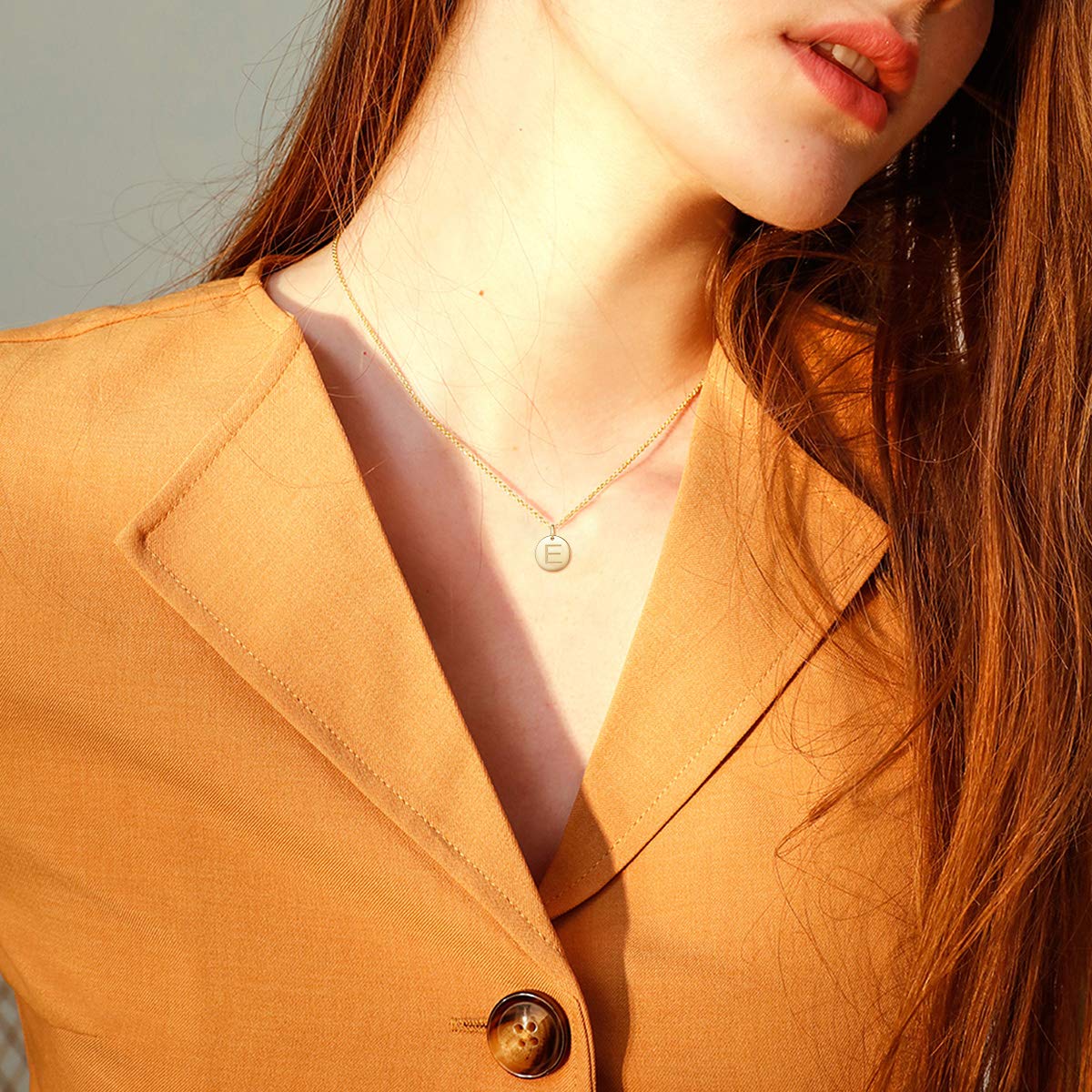 14K Solid Gold Initial Necklace for Women - Small Monogram Letter Pendant, 18