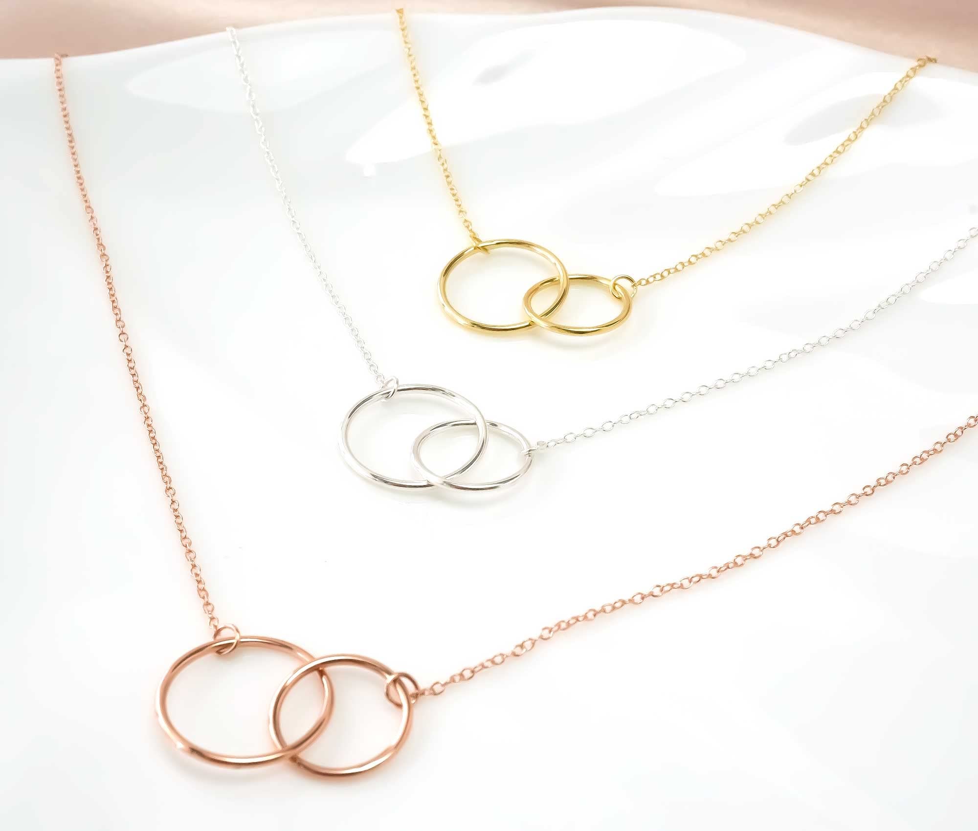 Personalized Mother of the Bride Necklace Gift from Daughter - Rose Gold Interlocking Heart Jewelry for Wedding Day - Perfect for Mother-Daughter Bonding & Special Occasions