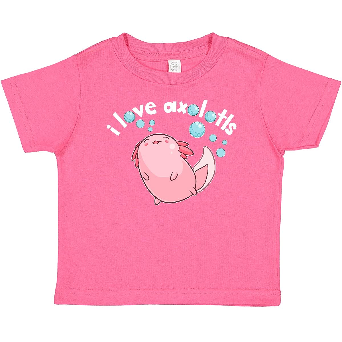 Inktastic I Love Axolotls with Bubbles Baby T-Shirt - Cute Axolotl Graphic Tee for Infants & Toddlers - Perfect for Playdates, Birthday Gifts & Casual Outfits